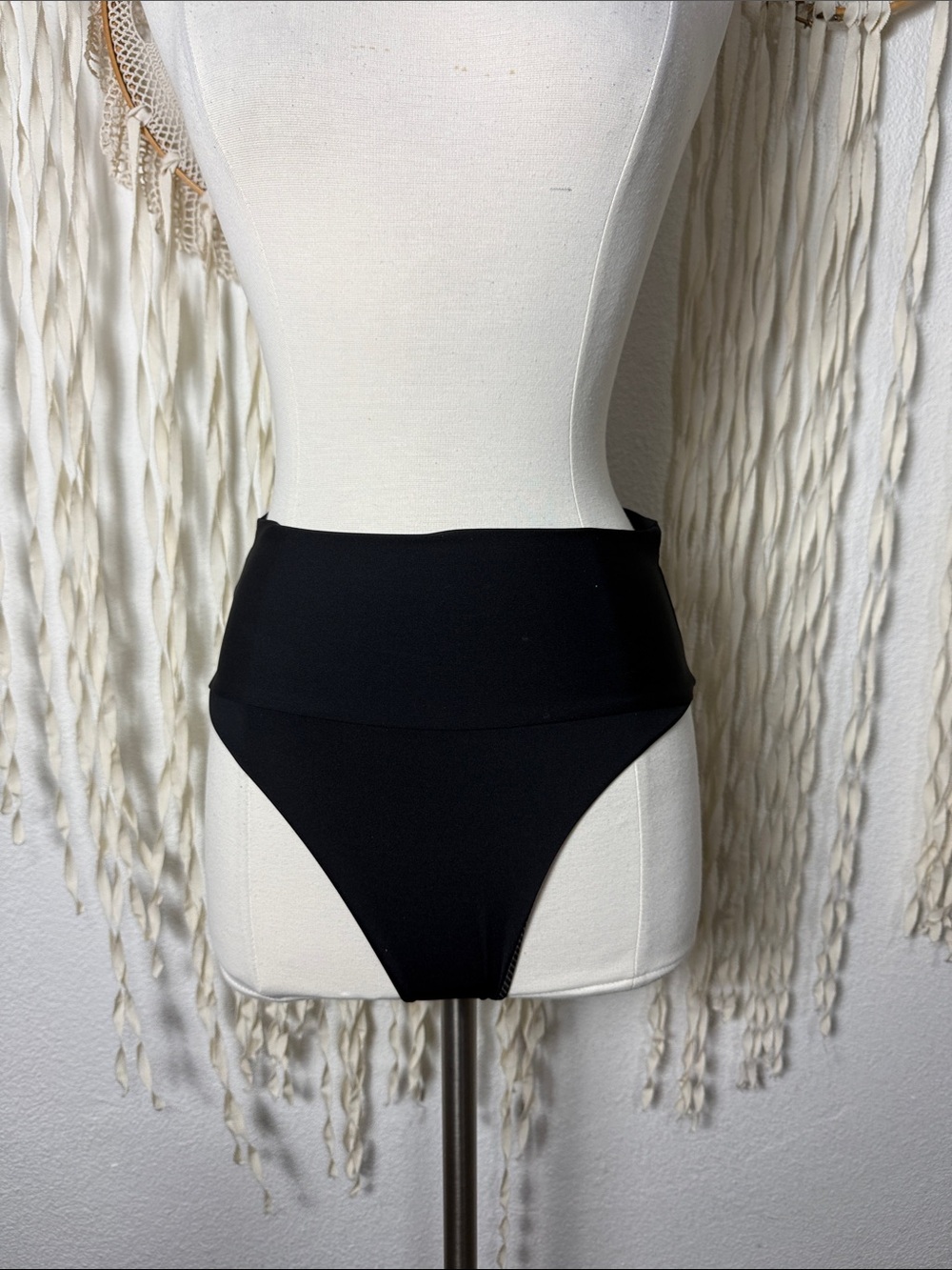 Acacia Black High Rise Fold Over Bikini Bottoms Size M